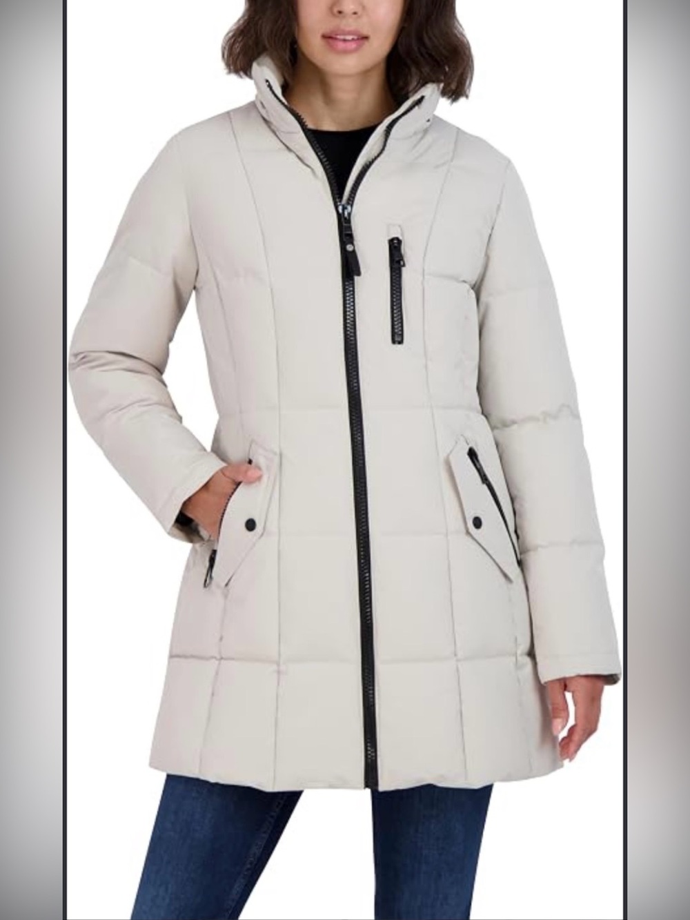 Nautica Women's Pale Pink Quilted Heavyweight Puffer Coat